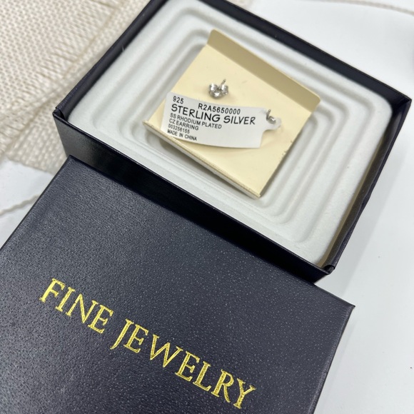 Vintage Sterling Silver Double Hoop Earrings with CZ Accents, Rhodium Plated - Picture 15 of 15